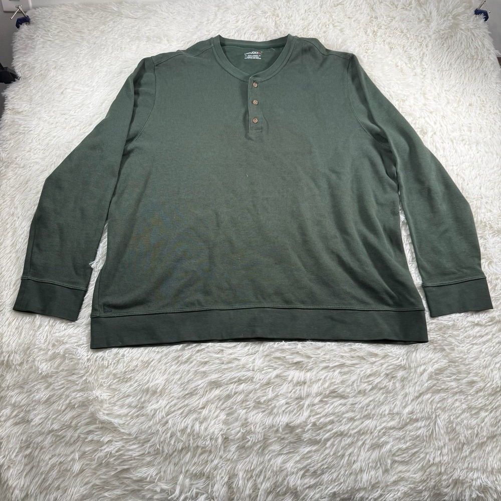 UNTUCKit Shirt Mens XXXL Green Henley Knit Sweatshirt Comfort Preppy Casual